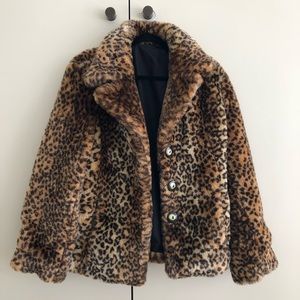 Vintage leopard faux fur coat